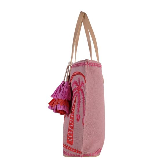 Spartina 449 Fiesta Embroidered Tote Bag- Richmond Hill Pink Palms - NWT - Picture 4 of 8